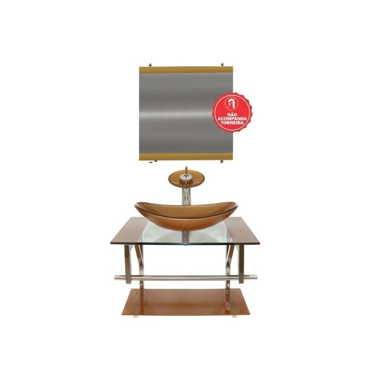 GABINETE DE VIDRO SÉRVIA 60CM IQ INOX DOURADO REAL EK