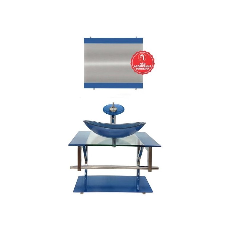 GABINETE DE VIDRO SÉRVIA 60CM IQ INOX AZUL EK