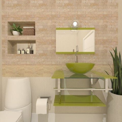 Gabinete de Vidro Estônia 60cm Iq Inox Verde Oliva Ek