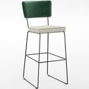 Ver imagem 3 de Kit 02 Banquetas Altas Sala de Jantar Fixa Allana L02 Facto Verde Musgo Linho Champagne - Lyam
