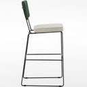 Ver imagem 6 de Kit 02 Banquetas Altas Sala de Jantar Fixa Allana L02 Facto Verde Musgo Linho Champagne - Lyam