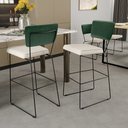 Ver imagem 2 de Kit 02 Banquetas Altas Sala de Jantar Fixa Allana L02 Facto Verde Musgo Linho Champagne - Lyam