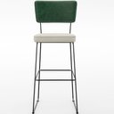 Ver imagem 5 de Kit 02 Banquetas Altas Sala de Jantar Fixa Allana L02 Facto Verde Musgo Linho Champagne - Lyam