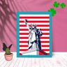 Quadro Decorativo Estátua Da Liberdade com Moldura e Vidro:Azul - 1