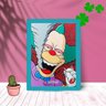 Quadro Decorativo Krusty Palhaço Smoke com Moldura e Vidro:Azul - 1