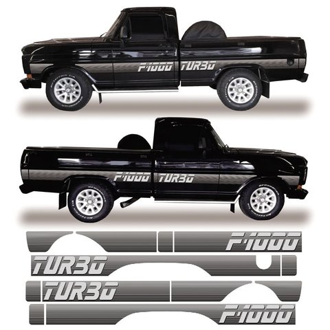 Kit Faixa Lateral F-1000 Turbo 91 92 Cs Adesivo Decorativo Teu Adesivo Preto