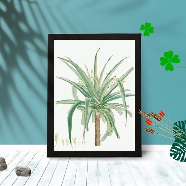Quadro Decorativo Palmeira Art com Moldura e Vidro Quarto:Preto - 1