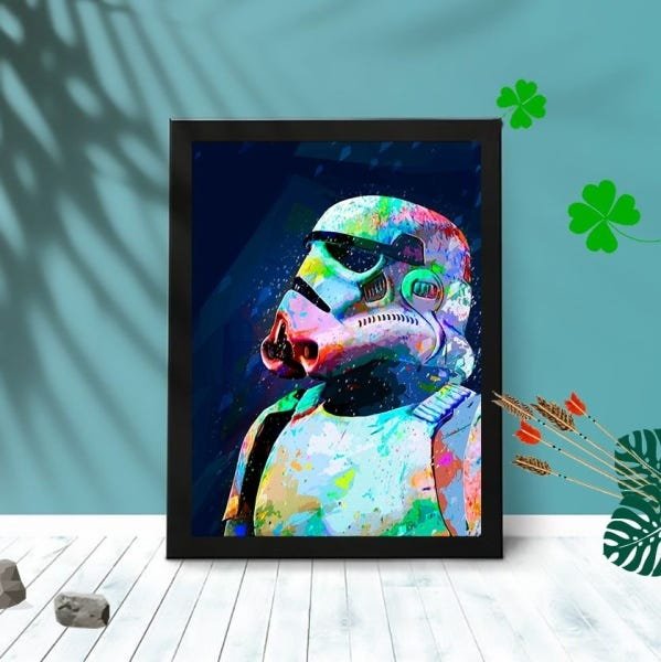 Quadro Decorativo Star Wars com Moldura e Vidro 25X33 Sala:Preto - 1
