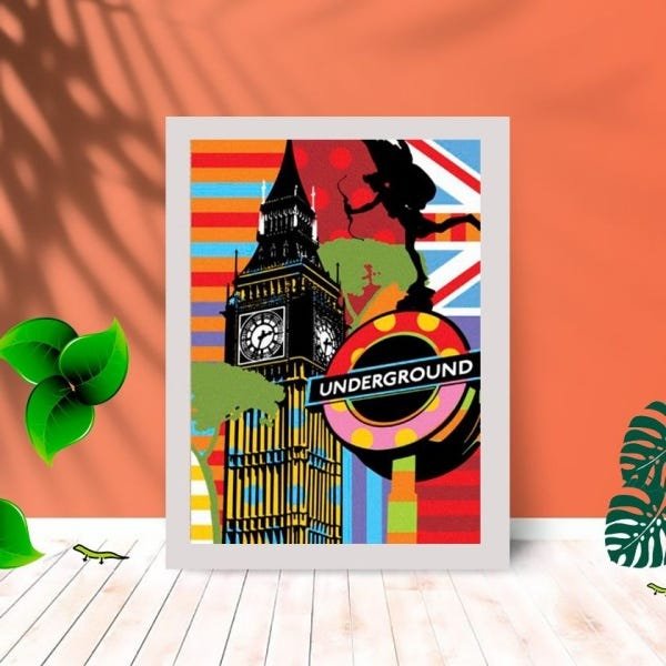 Quadro Decorativo Underground com Moldura e Vidro 25X33 Sala:Branco - 1