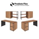 Ver imagem 7 de Escrivaninha 1,7m C/ Balcão Lateral Nicho e Armário Aéreo F5 Cor:nogal com Preto