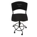 Ver imagem 2 de Cadeira Iso Caixa Alta Fixa Desmontavel Base de Ferro e Rodízio Balcao Recpçao Mercado Cor Preta Pla