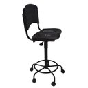 Ver imagem 1 de Cadeira Iso Caixa Alta Fixa Desmontavel Base de Ferro e Rodízio Balcao Recpçao Mercado Cor Preta Pla