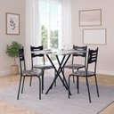 Ver imagem 1 de Conjunto Mesa com 4 Cadeiras 542.Slp e Tampo Quadrado Diamante Preto/Floral