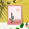 Quadro Decorativo Deserto Tropical com Moldura e Vidro 25X33:Rosa - 1