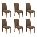 Ver imagem 1 de Conjunto Kit com 6 Cadeiras Estofadas para Sala de Jantar Yasmin MDF Freijó Linho Canela DJ Móveis