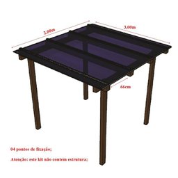 Kit Policarbonato Azul 6mm 2,00m X 3,00m - Perfis Naturais - 5