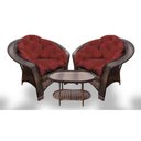 Ver imagem 1 de Conjunto de Poltronas Fibra Sintética 19 - 2 Poltronas + 1 Mesa Centro - Tecido Duna Vermelho