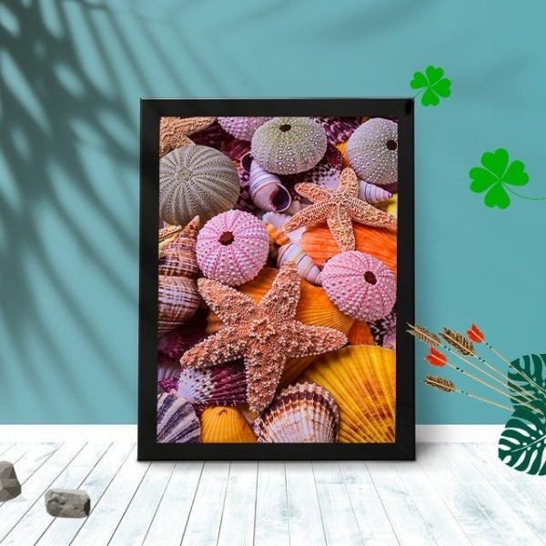 Quadro Decorativo Marinho com Moldura e Vidro 25X33 Quarto:Preto - 1