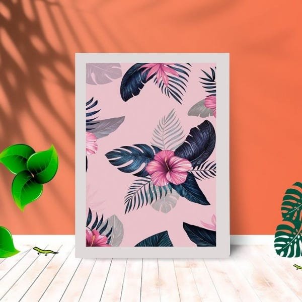 Quadro Decorativo Flores Rosa Art Paisagem Sala Quarto 25x33:Branco - 1