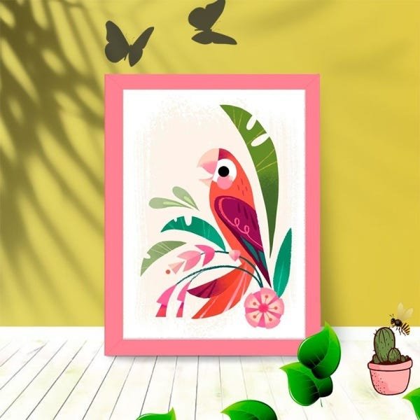 Quadro Decorativo Maritaca Art Paisagem Sala Quarto Moldura:Rosa - 1