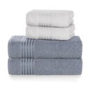 Ver imagem 1 de Kit Toalhas Banho e Rosto 4 peças Karsten Azul e Branco