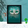 Quadro Decorativo Gato Alice Face com Moldura e Vidro 25X33:Preto - 1
