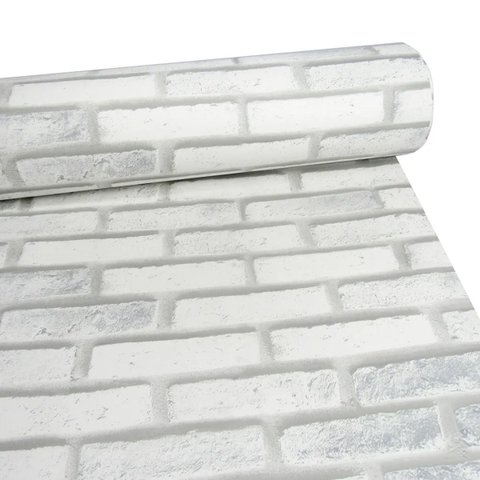 Revestimento Adesivo Tijolo Branco Cinza Autocolante Lavável 3d Cozinha Quarto Sala Box Banheiro