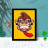 Quadro Decorativo Macaco Yellow com Moldura e Vidro 25X33:Preto - 1