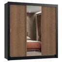 Ver imagem 2 de Guarda-Roupa Casal Madesa Lyon 3 Portas de Correr com Espelho 2 Gavetas Preto/Rustic Cor:Preto/Rusti