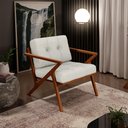 Ver imagem 1 de Poltrona Decorativa Sala de Estar com Cintas de Corano Laís B04 Linho Champagne - Lyam Decor