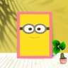 Quadro Decorativo Minions Face com Moldura e Vidro 24X33:Rosa - 1