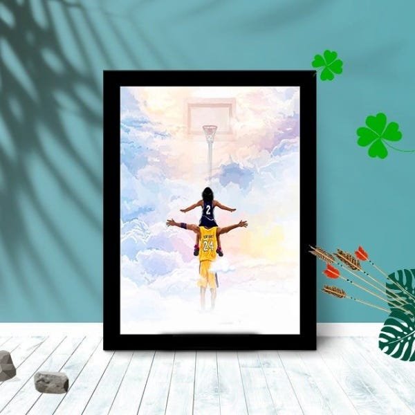 Quadro Decorativo Basquete Heavens com Moldura e Vidro 25X33:Preto - 1