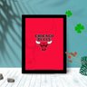 Quadro Decorativo Chicago Bulls Red com Moldura e Vidro Sala:Preto - 1