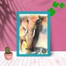 Quadro Decorativo Elefante com Moldura e Vidro Sala Quarto:Azul - 1