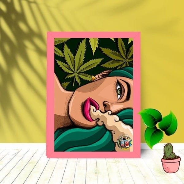 Quadro Decorativo Mermaid Smoke com Moldura e Vidro 25X33:Rosa - 1