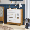 Ver imagem 5 de Cômoda 1 Porta 4 Gavetas Fly Tigus Baby - Branco/Madeirado Ypê