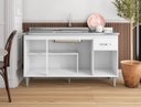 Ver imagem 3 de Balcão Gabinete de Pia Gabriela 150cm Amêndoa/branco S/tampo - Ajl Móveis