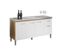 Ver imagem 2 de Balcão Gabinete de Pia Gabriela 150cm Amêndoa/branco S/tampo - Ajl Móveis