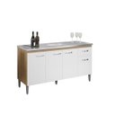 Ver imagem 2 de Balcão Gabinete de Pia Gabriela 150cm Amêndoa/branco S/tampo - Ajl Móveis