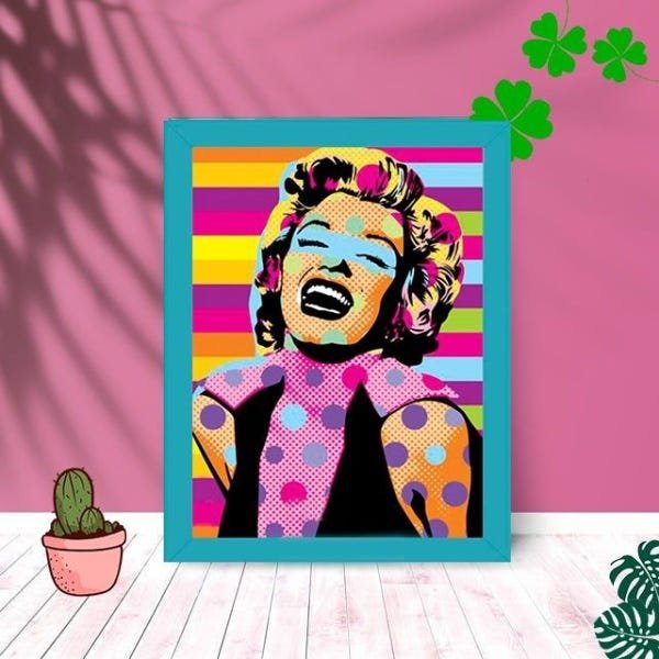 Quadro Decorativo Meryl Morrow com Moldura e Vidro 25X33:Azul - 1