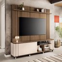 Ver imagem 5 de Estante Home Theater Trinus Castanho Off White com Mesa de Centro Sky com Tampo de Vidro Off White