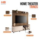 Ver imagem 2 de Estante Home Theater Trinus Castanho Off White com Mesa de Centro Sky com Tampo de Vidro Off White