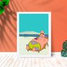Quadro Decorativo Patrick Estrela Praia com Moldura e Vidro:Branco - 1