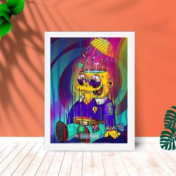 Quadro Personalizado Ralph Drop com Moldura e Vidro 25X33:Branco - 1