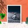 Quadro Decorativo Astronauta Balão com Moldura e Vidro Sala:Branco - 1