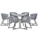 Ver imagem 1 de Mesa e 6 Cadeiras e Noronha Preto E6 Trama Original Prata