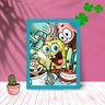 Quadro Decorativo Bob Esponja Team com Moldura e Vidro 25X33:Azul - 1