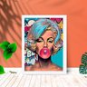 Quadro Decorativo Marilyn Monroe Chiclete com Moldura e Vidro:Branco - 1