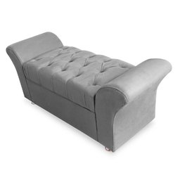 Kit Cabeceira Geovana + Calçadeira Baú Veneza King Size 195cm Suede - Ecotec Decor:Cinza - 3