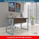 Ver imagem 3 de Mesa Escritório P25 Tub Pandin 120 Cm (larg) Tampo Mdp Walnut Pé Aço Tubular Azul Dali